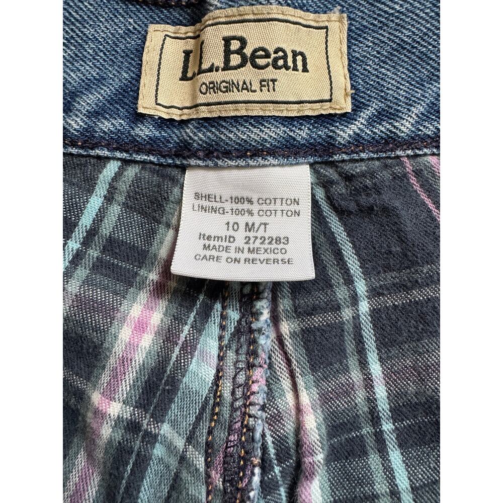 Vintage LL Bean Flannel Lined Jeans Womens High Rise Straight Leg Plaid Denim 10 - Picture 5 of 9
